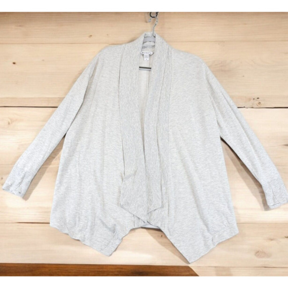Athleta Gray Open Front Draped Cardigan Womens M Soft Stretch Athleisure